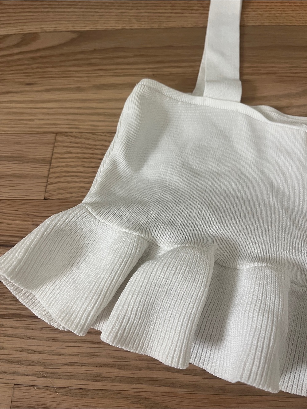 White Ruffled Crop Tank Top - Picture 4 of 4